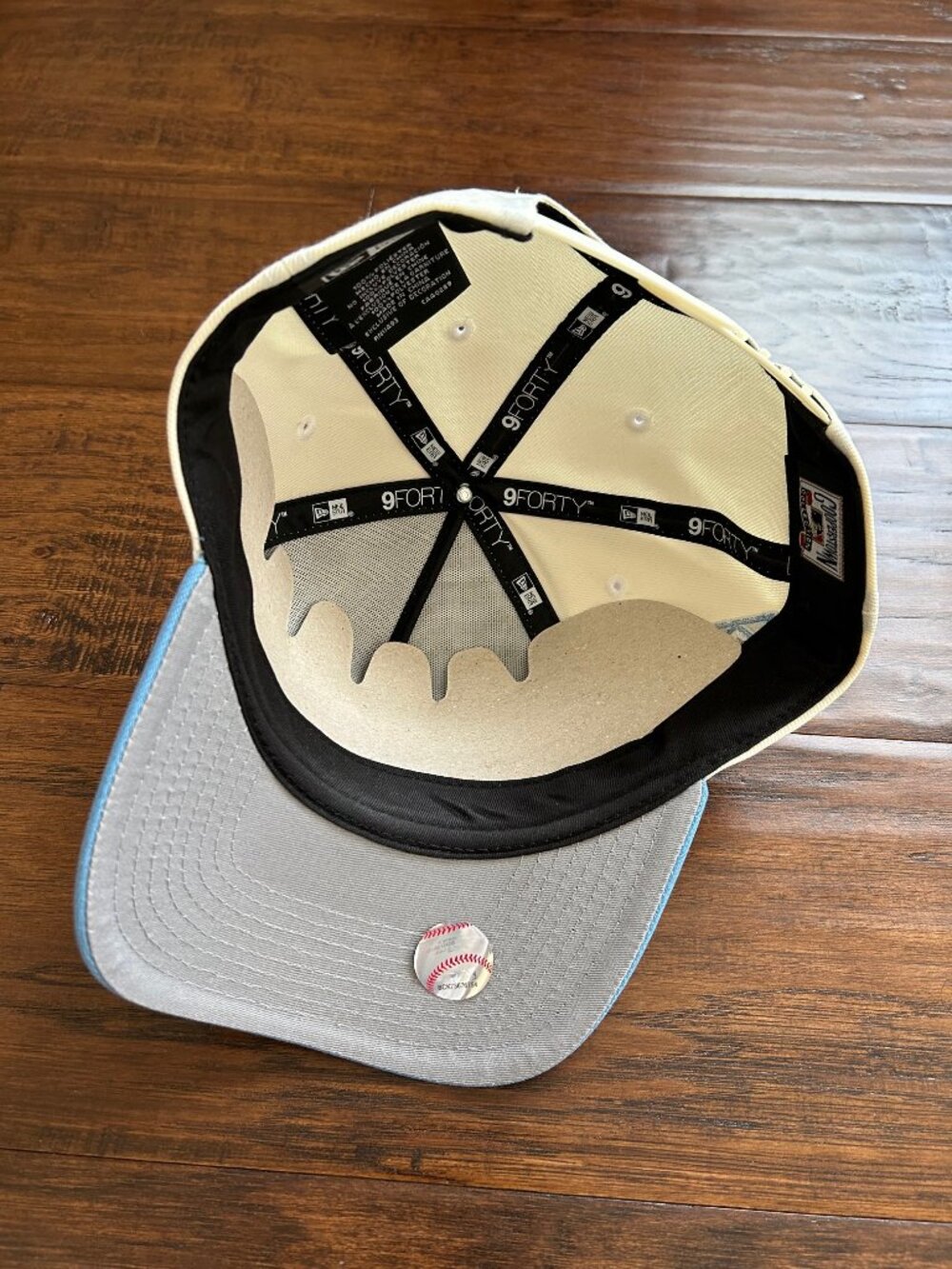 New Era 9Forty adjustable A frame SF San Francisco Giants hat cap blue cream NEW - Picture 4 of 5